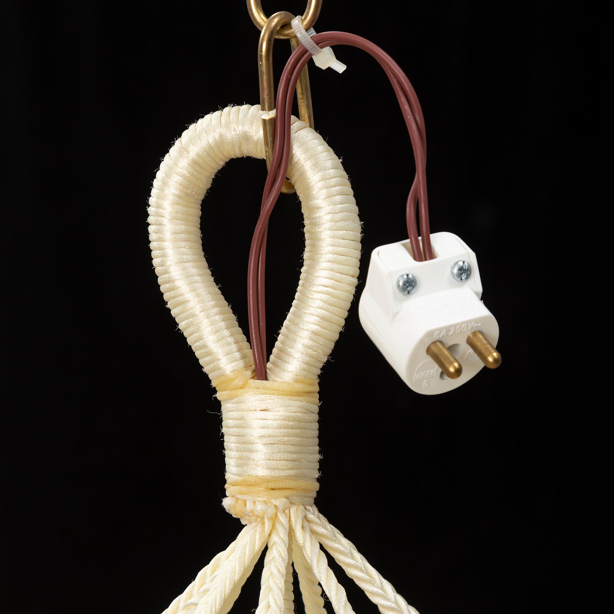 A pair of textile clad ceiling lights, 20th century.