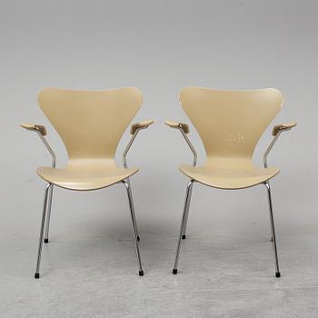 ARNE JACOBSEN, eight 'Series 7' armchairs from Fritz Hansen, Denmark.