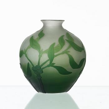Karl Lindeberg, an Art Nouveau cameo glass vase, Kosta, Sweden 1910's.