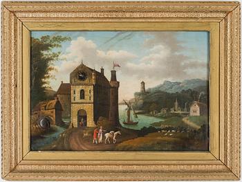 TAVELUR, olja på plåt, 1800-tal.