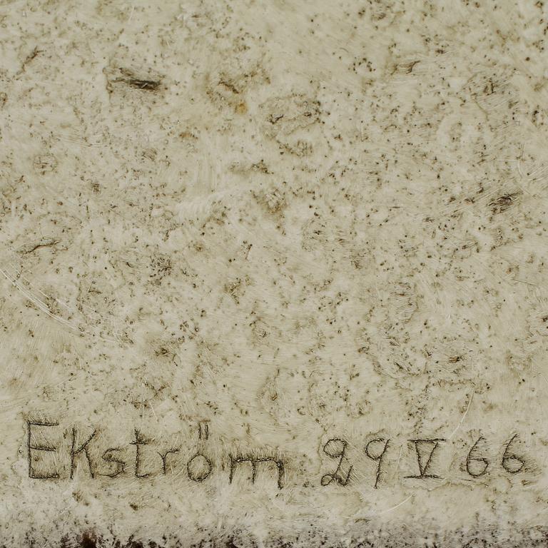 THEA EKSTRÖM. Blandteknik på pannå. Sign Ekström o dat 29 V 66.