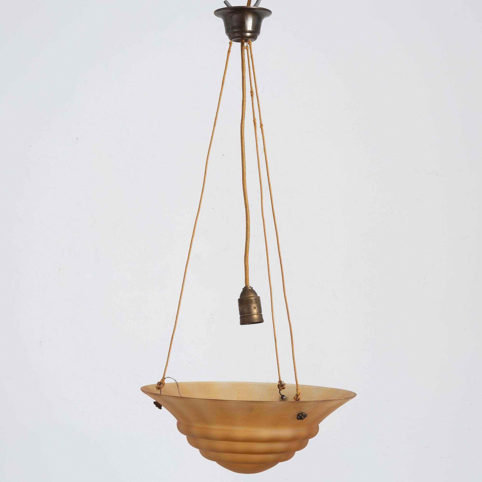 Edward Hald, a ceiling lamp model "HD 625", Orrefors & Nordiska Kompaniet, 1930s.