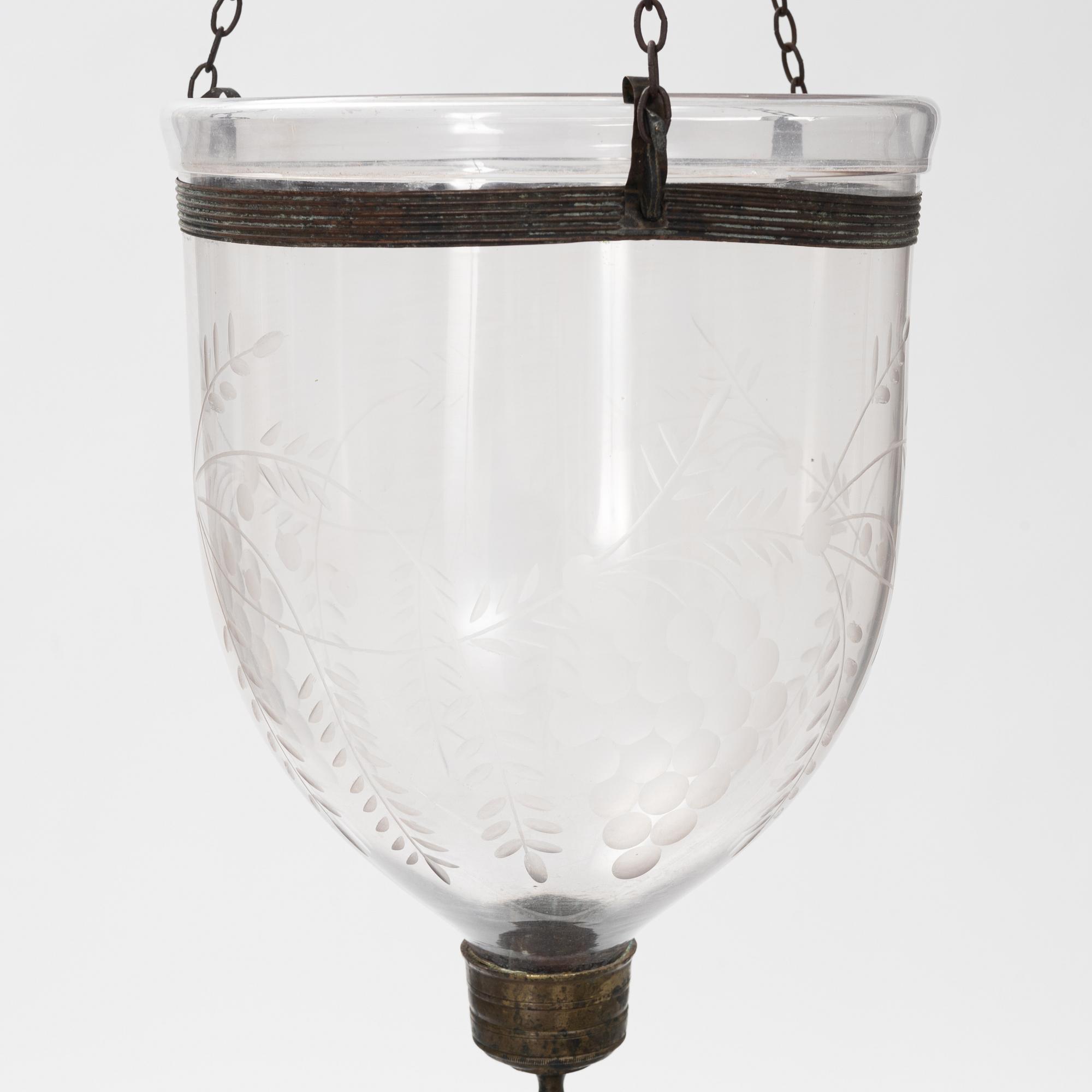 A glass ceiling lantern, around the year 1900.