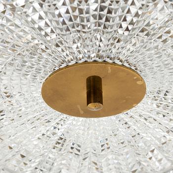 Carl Fagerlund, a glass and brass ceiling light, Orrefors, 1960'/70's.