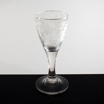 BRÖLLOPSGLAS, glas, daterat 1845.