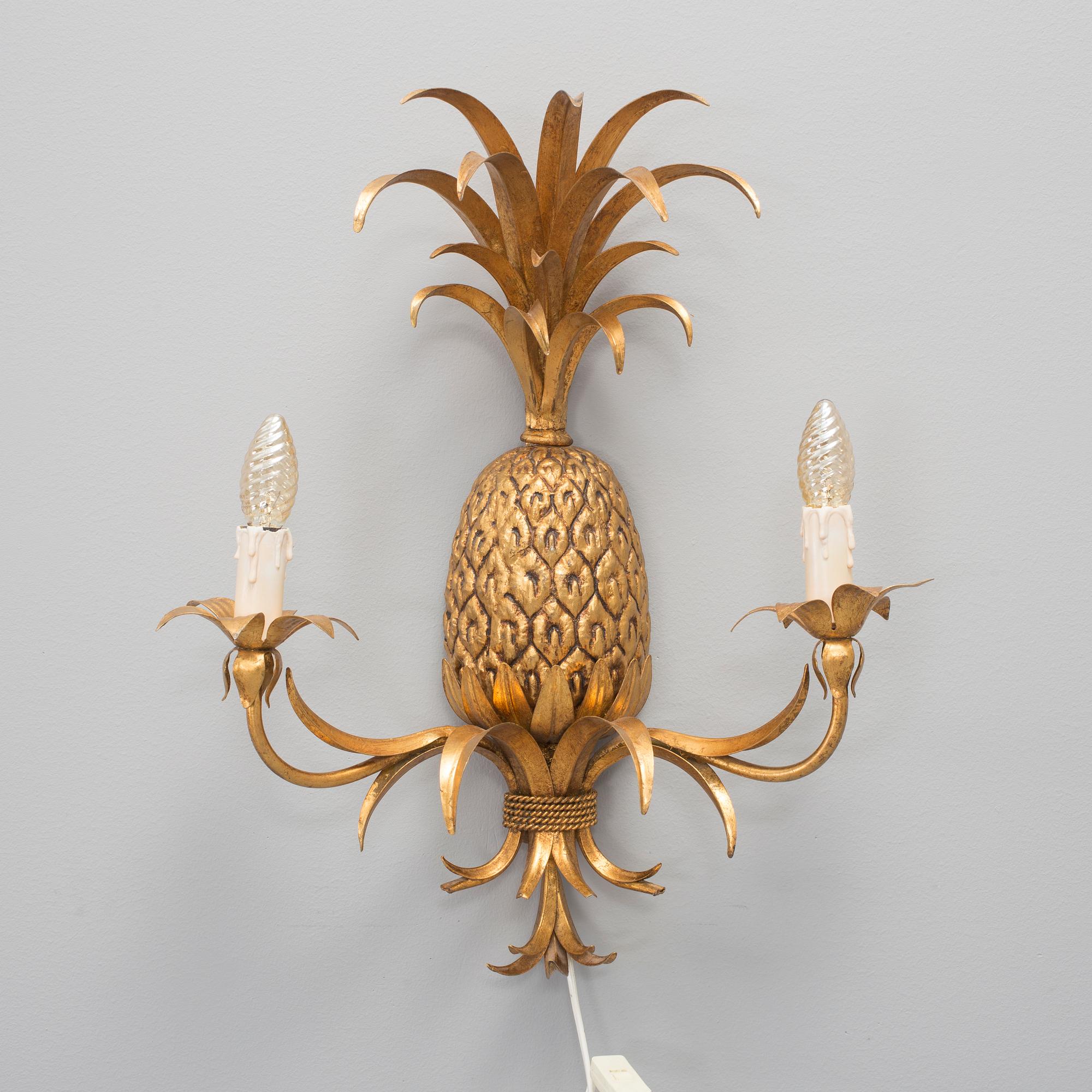 A pineapple-shaped metal wall-lamp, second half of 20th century.