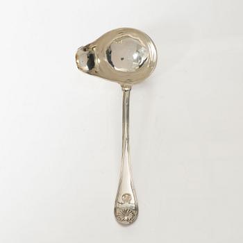A set of three Swedish silver sauce ladles and a small sauce bowl, mark of Johan Petter Grönwall,  Stockholm 1824-37.