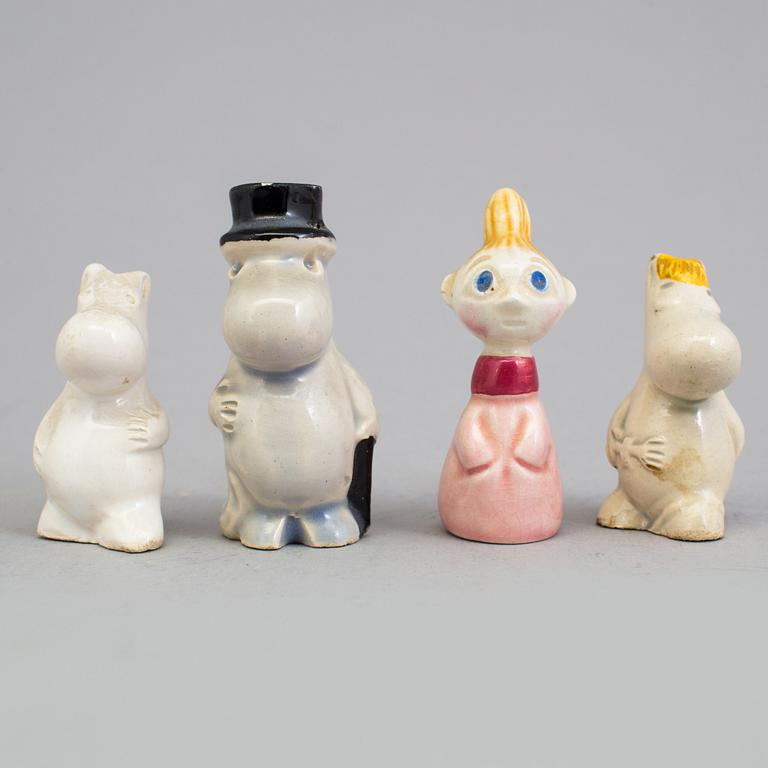 SIGNE HAMMARSTEN-JANSSON, muminfigurer 8 st, keramik, Arabia 1950-tal.