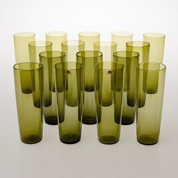 TAPIO WIRKKALA,  A 16-piece set of juice glasses, model 2204 for Iittala. In production 1956-1969.