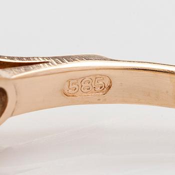 Sormus, 14K kultaa, vanhahiottu sekä briljanttihiottuja timantteja.