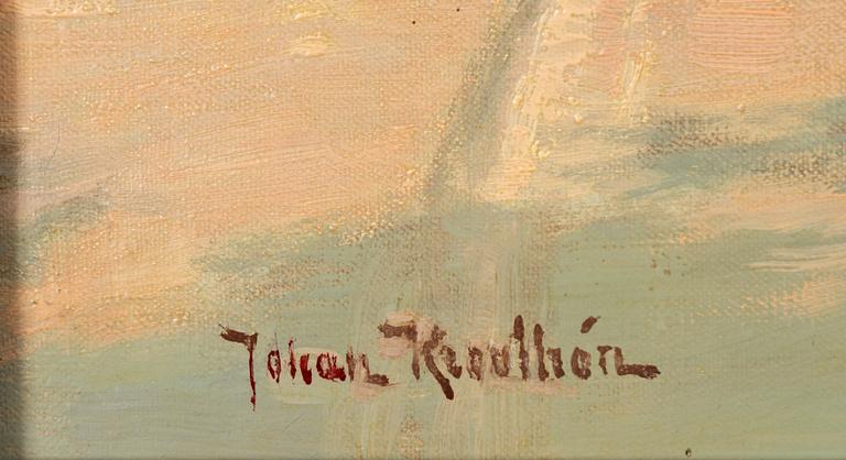 Johan Krouthén, Winter Landscape with Red Cottage.
