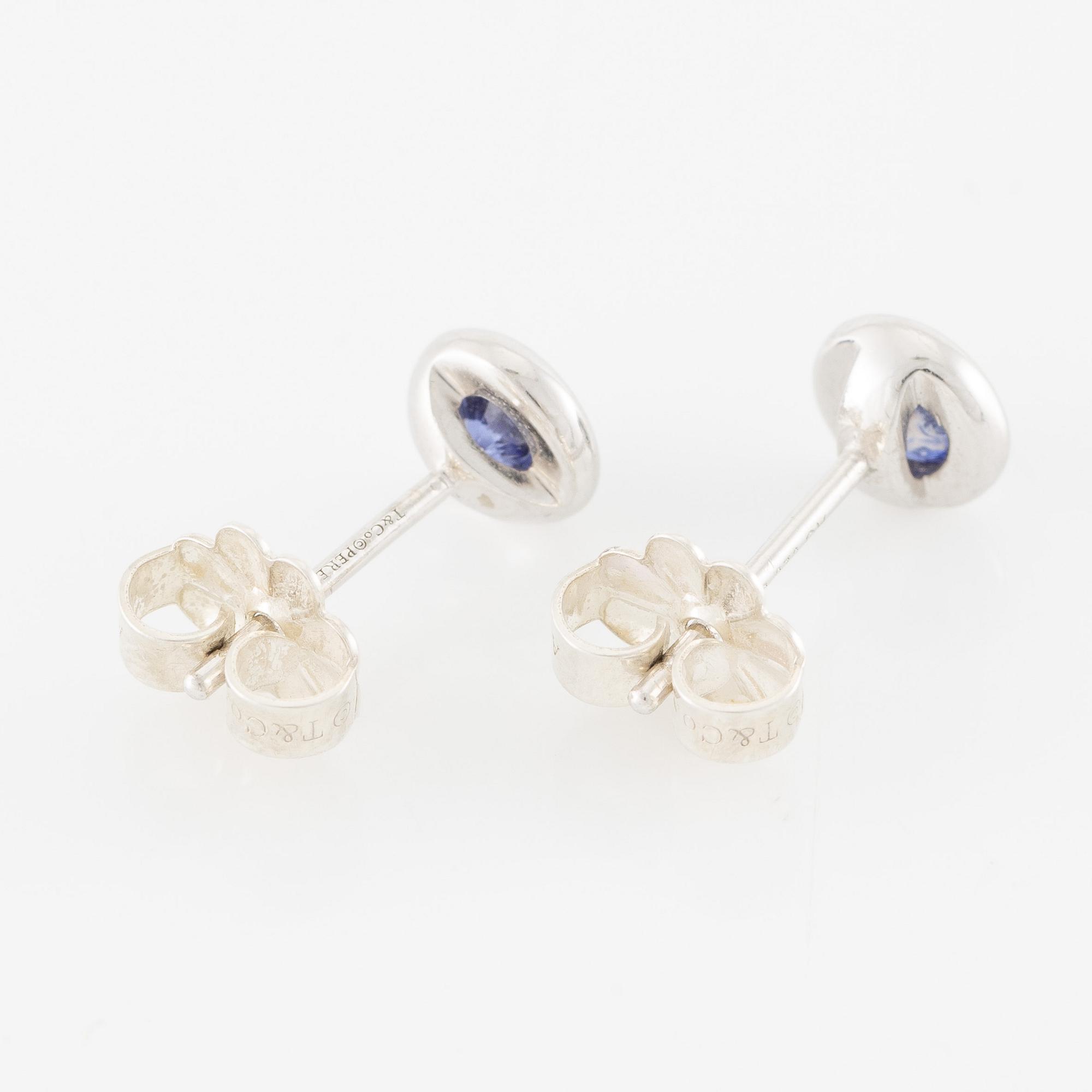 Tiffany & Co, Elsa Peretti, "Color by the yard", earrings, silver and tanzanites.