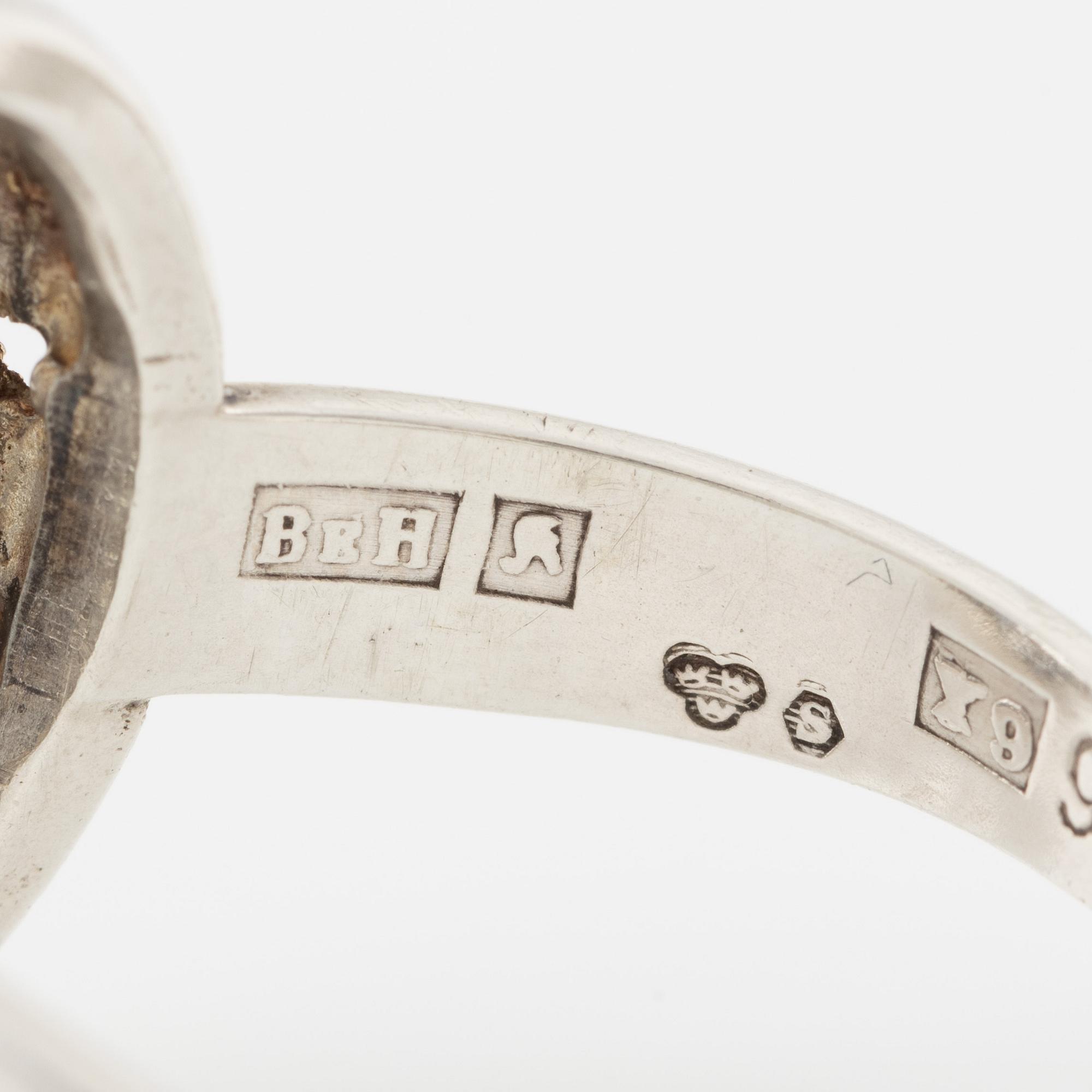 Bengt Hallberg, ring in sterling silver with rock crystal, Köping, 1973.