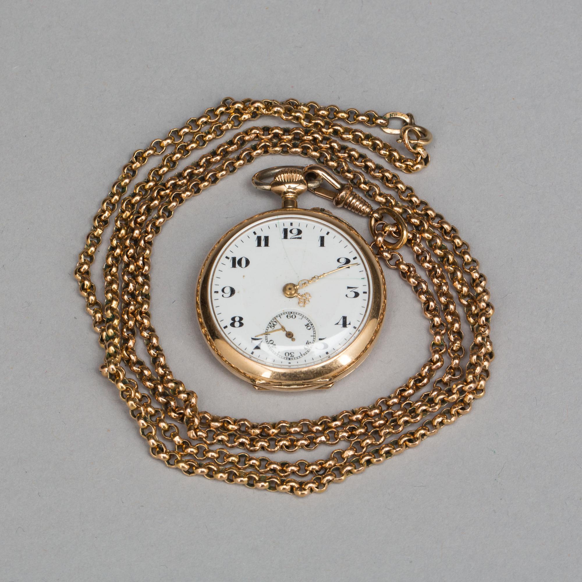 FICKUR, 14K guld, total vikt ca 24g.