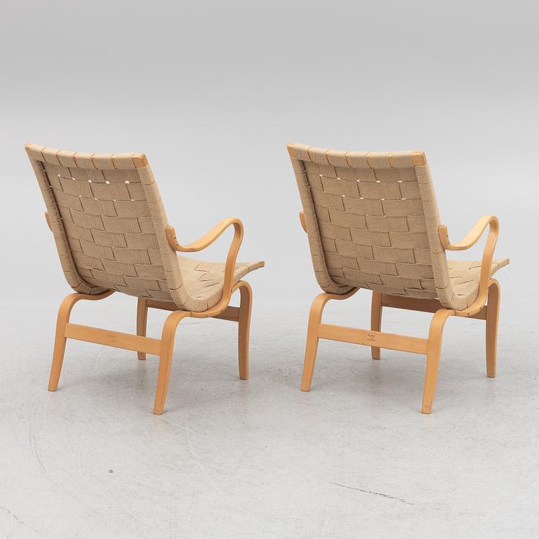 Bruno Mathsson, armchairs, a pair, "Eva", Karl Mathsson Company, dated 1970.