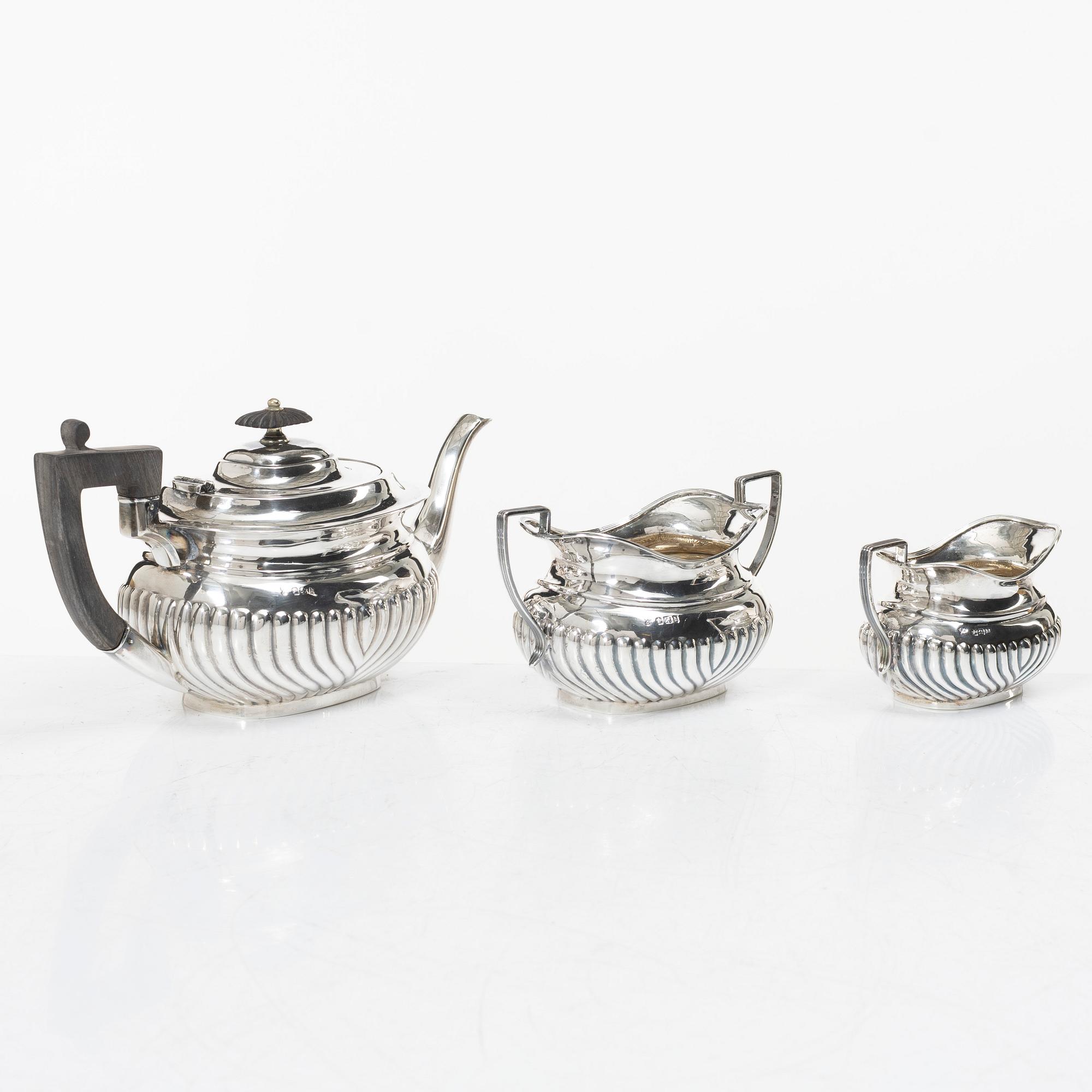 Teservis, 3 delar, silver, Hammond, Creake & Co (Saint Arnaud Creake) Sheffield, England 1919.