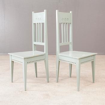 STOLAR, 6 st, BORD och SOFFA, jugend, 1900-talets början.