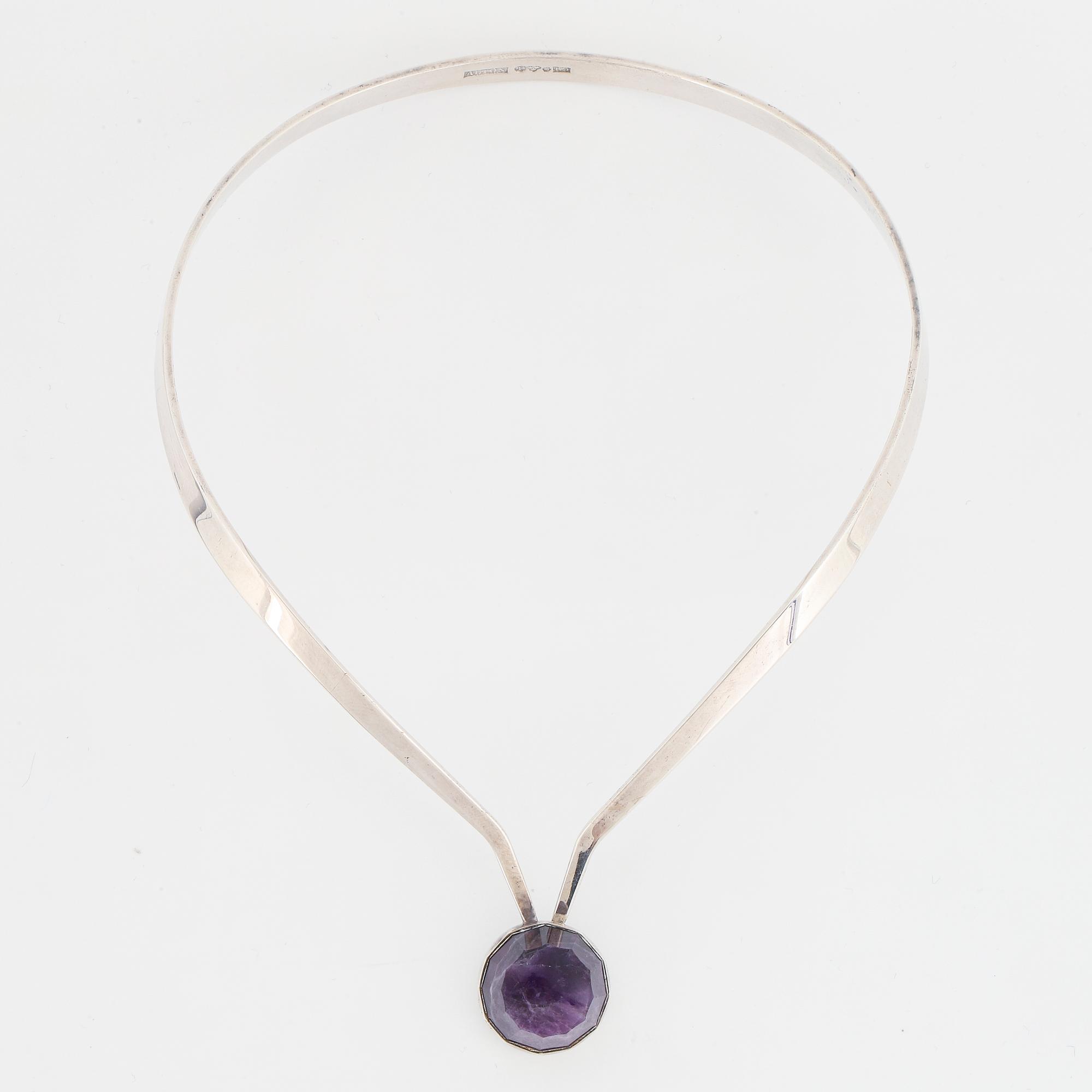 COLLIER silver med ametist.