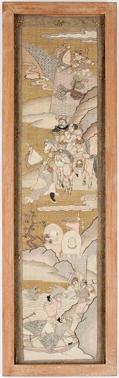 BRODERIER, 2 st, Kina, 1800/1900-tal.