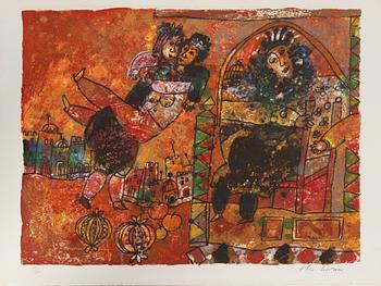 Theo Tobiasse, "The Song of Songs of King Salomon",portfolio with 12 ligographs in colous, signed 18/200.