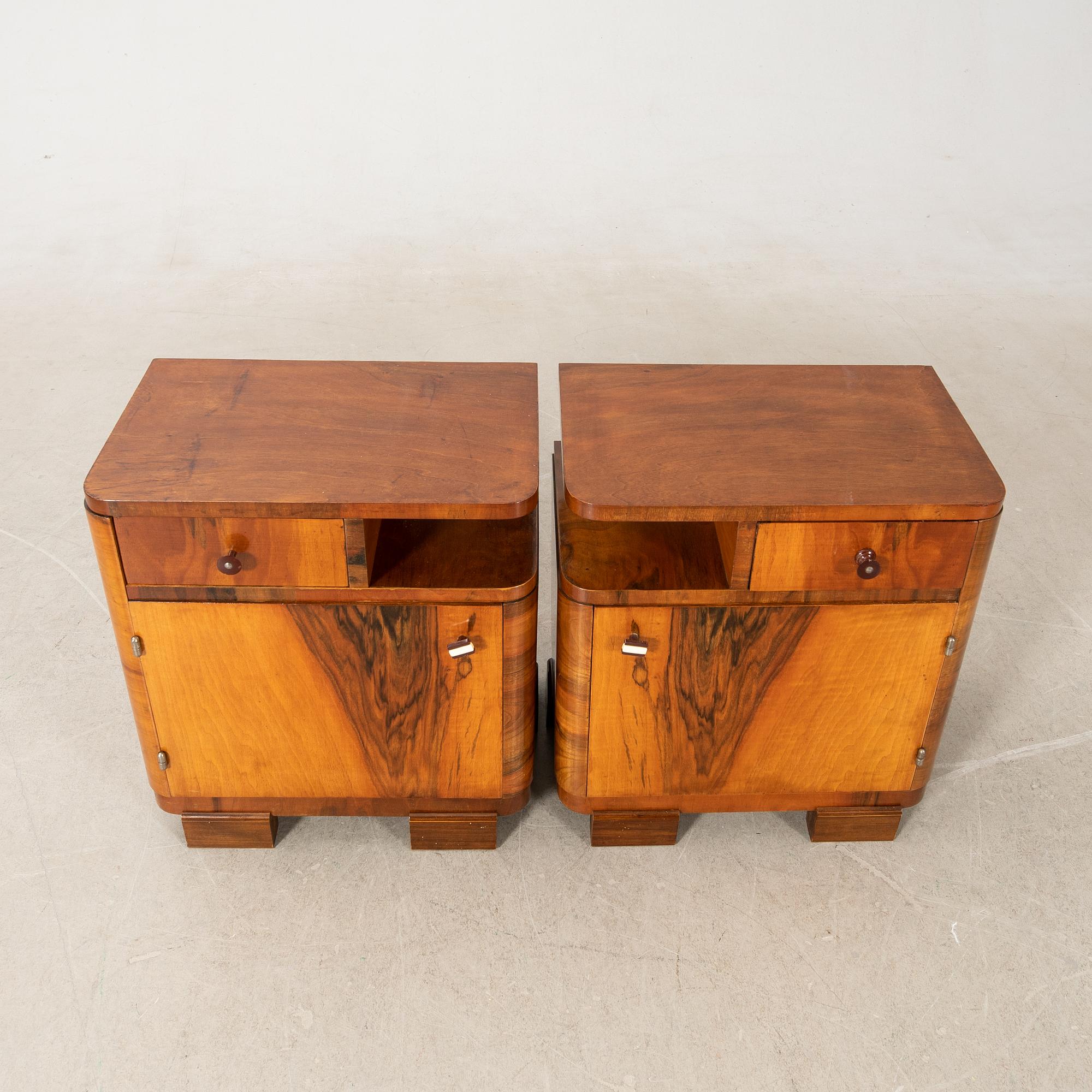 Nightstands, a pair, Art Deco, first half of the 20th century.