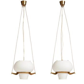 Hans Bergström, a pair of ceiling lamps, model "129", ateljé Lyktan, Sweden 1940-50s.