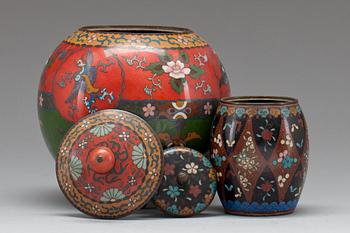 LOCKURNOR, 2 st, cloisonné, 18/1900-tal.