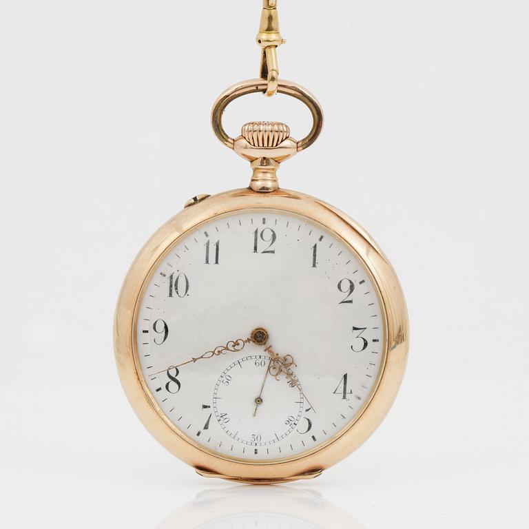 FICKUR, 14K Guld, boett och urverk märkt IWC, 1900-talets första hälft. Totalvikt 91,5 gram.