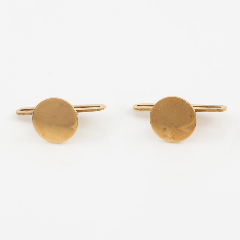 Manschettknappar och skjortknappar, sex stycken, 18K guld.