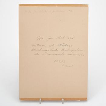 LENNART JIRLOW, teckning föreställande Jan Malmsjö, signerad, daterad 1962.