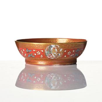 A group of five coral-red-ground famille-rose 'Imperial wedding' wares, Qing dynasty, Tongzhi period.