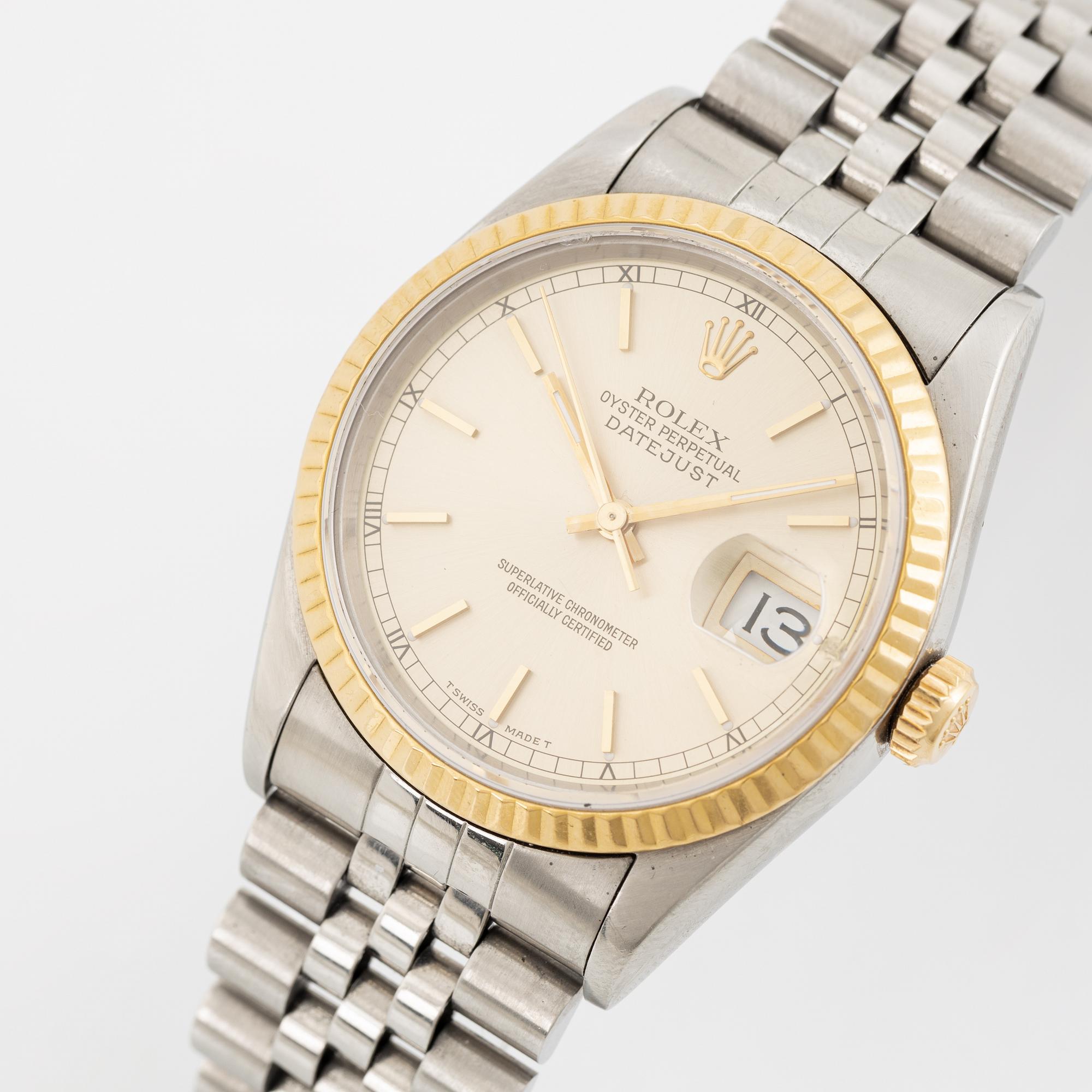 Rolex, Oyster Perpetual, Datejust, Chronometer, armbandsur, 36 mm,