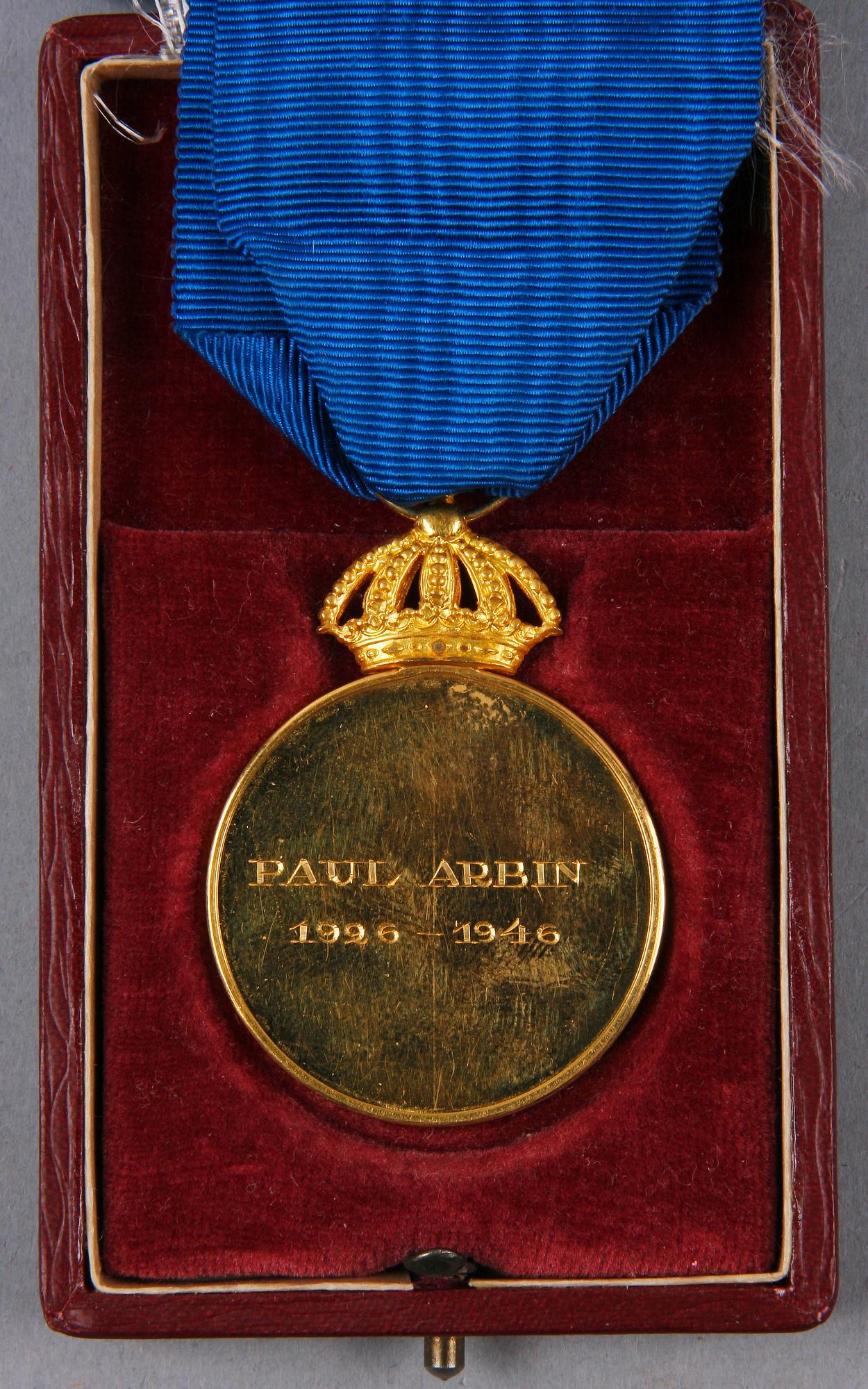MEDALJ, guld, Konungens medalj av 8:e storleken, Sverige, vikt 30 gram.