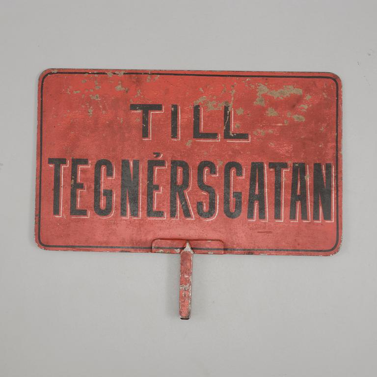 SPÅRVAGNSSKYLT, metall, 1900-talets första hälft.