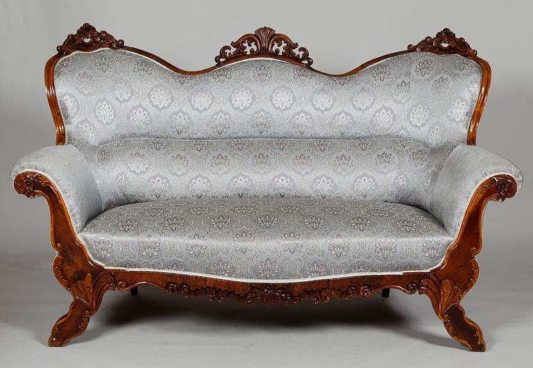 SOFFA OCH STOLAR, 2 st, nyrokoko, 1800-tal.