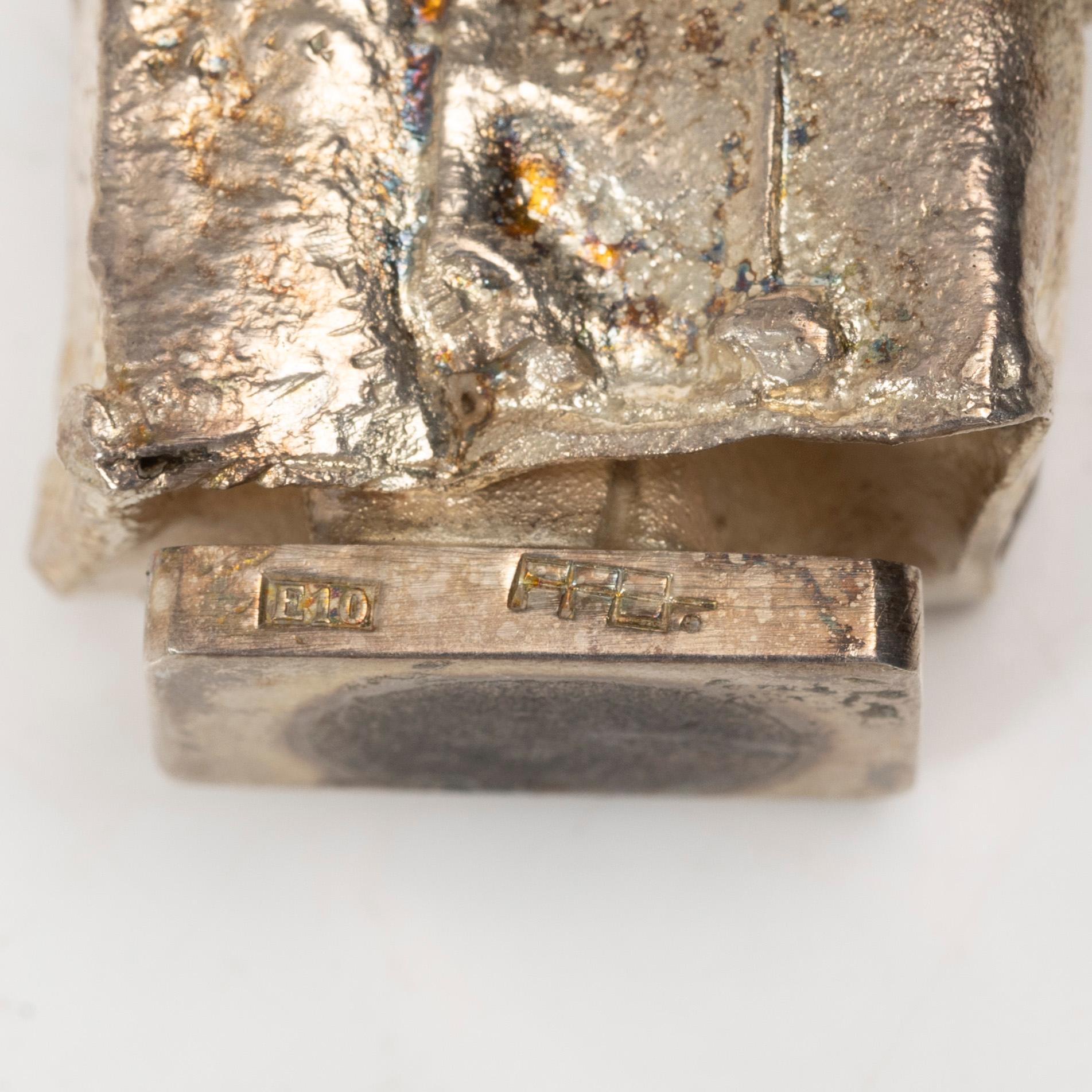 Lars Arby, a stamp and two small sculptures, silver, Gothenburg, Sweden.