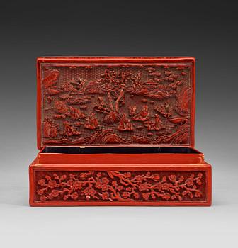 356. A red lacquer box with cover, Qing dynasty presumably 19th century.
