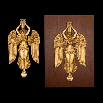 BESLAG, 2 st, förgylld mässing, 1900-talets början.