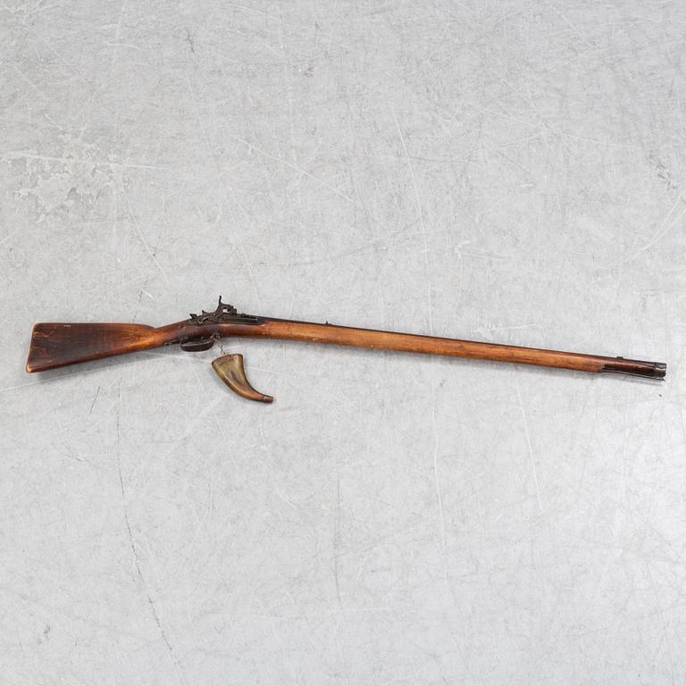 A Swedish percussion rifle, 19th Century.
