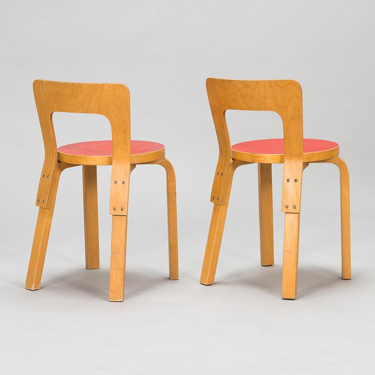 Alvar Aalto, stolar, 6 st, modell 65, för Artek 1960-tal.
