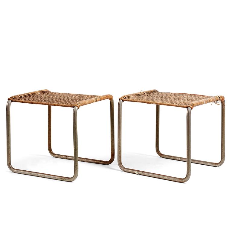 LUDWIG MIES VAN DER ROHE, a pair stools, "MR 1" Berliner Metallgewerbe Josef Müller or Bamberg Metallwerkstatten.