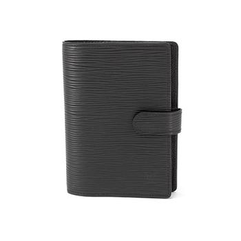 Black epi-leather small ring agenda cover by Louis Vuitton 2015.