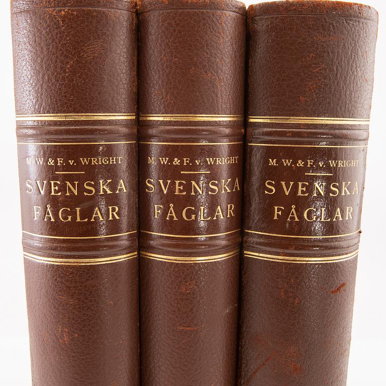 Bröderna von Wright, bokverk, 3 band, "Svenska fåglar", A. Börtzells tryckeri AB, Stockholm, 1924-1929.