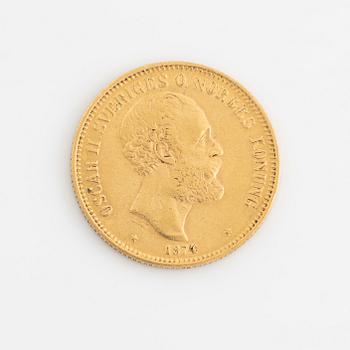 Oscar II, guldmynt, 20 kronor, 1874.