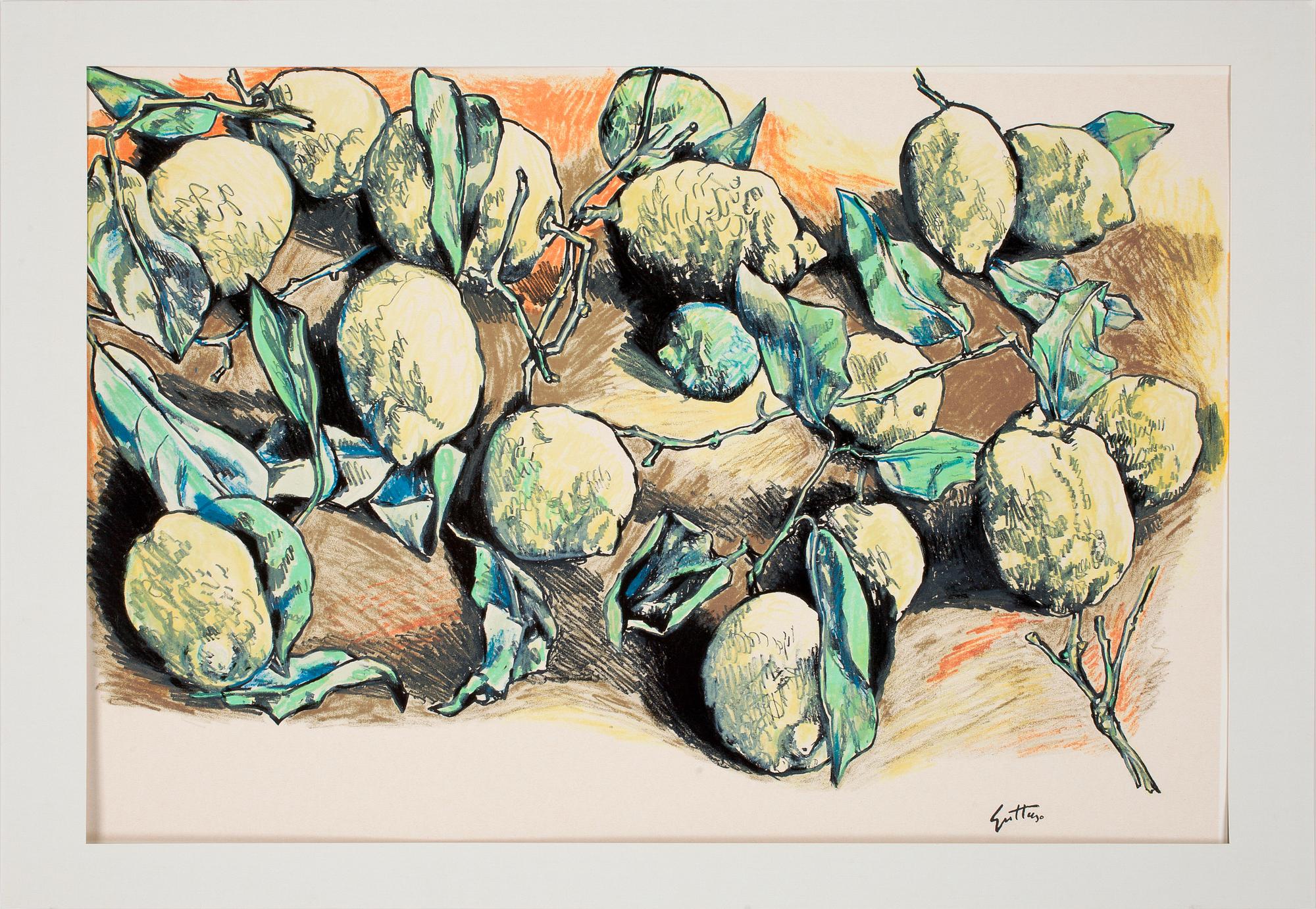 RENATO GUTTUSO, färglitografi, tryckt sign.