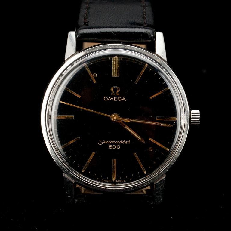 ARMBANDSUR, herr, Omega Seamaster, stål med svart urtavla.