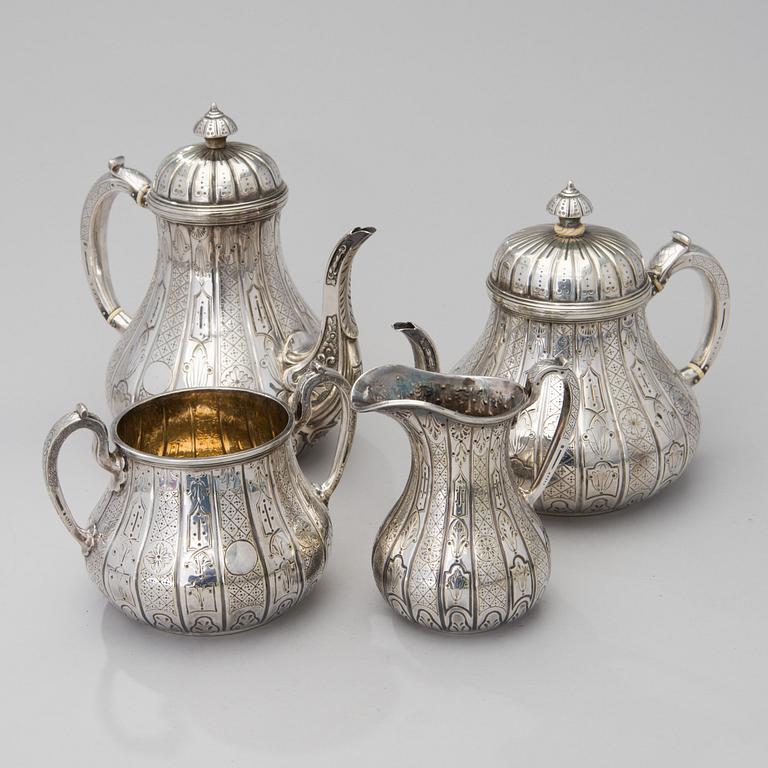 A 4-part, silverplated tea set, late 1800s.