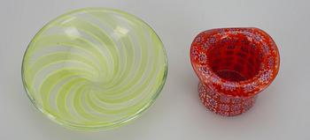 SKÅLAR, 2 st, glas, Venini Murano. 1900-talets andra hälft.