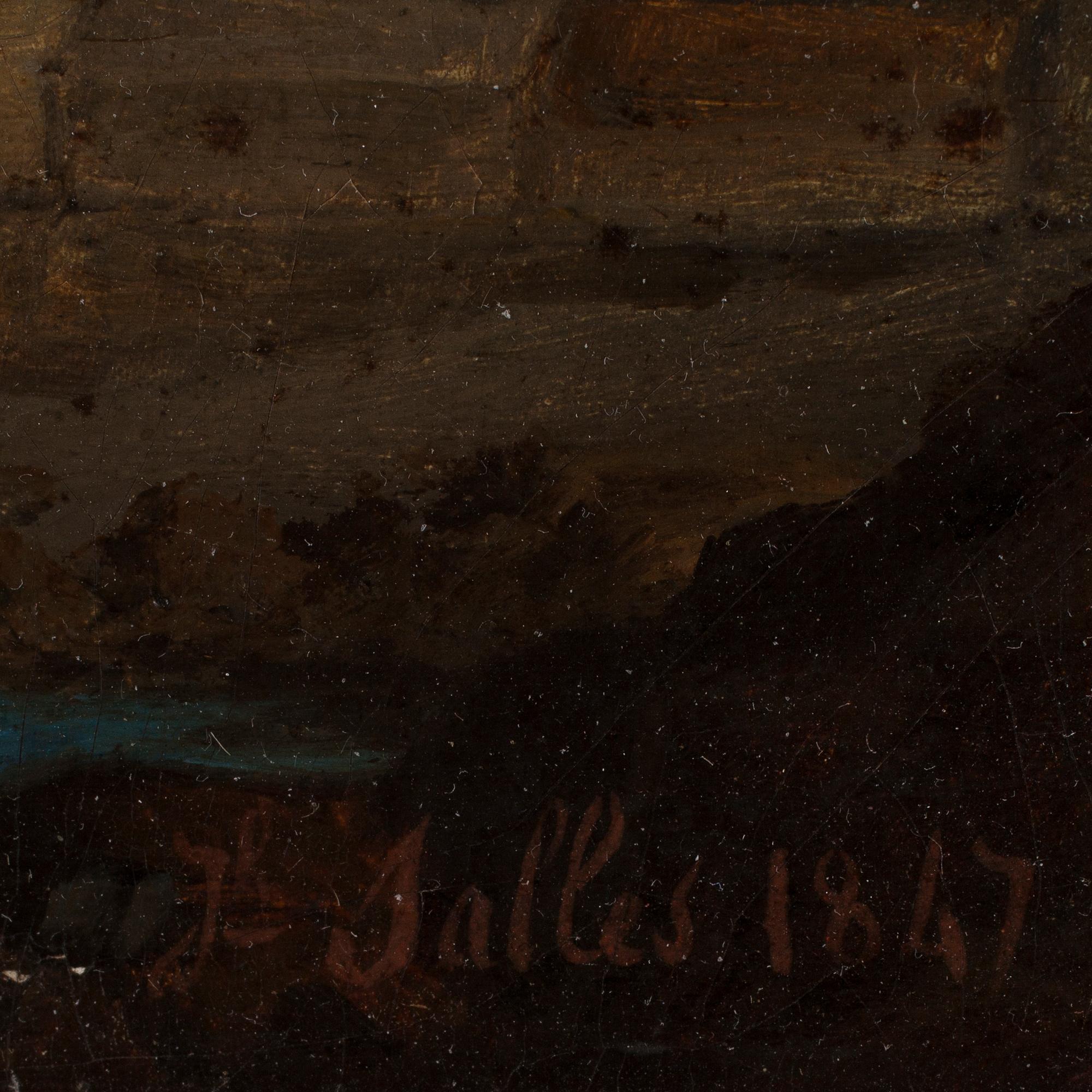 OKÄND KONSTNÄR, olja på duk, otydligt signerad, daterad 1847.
