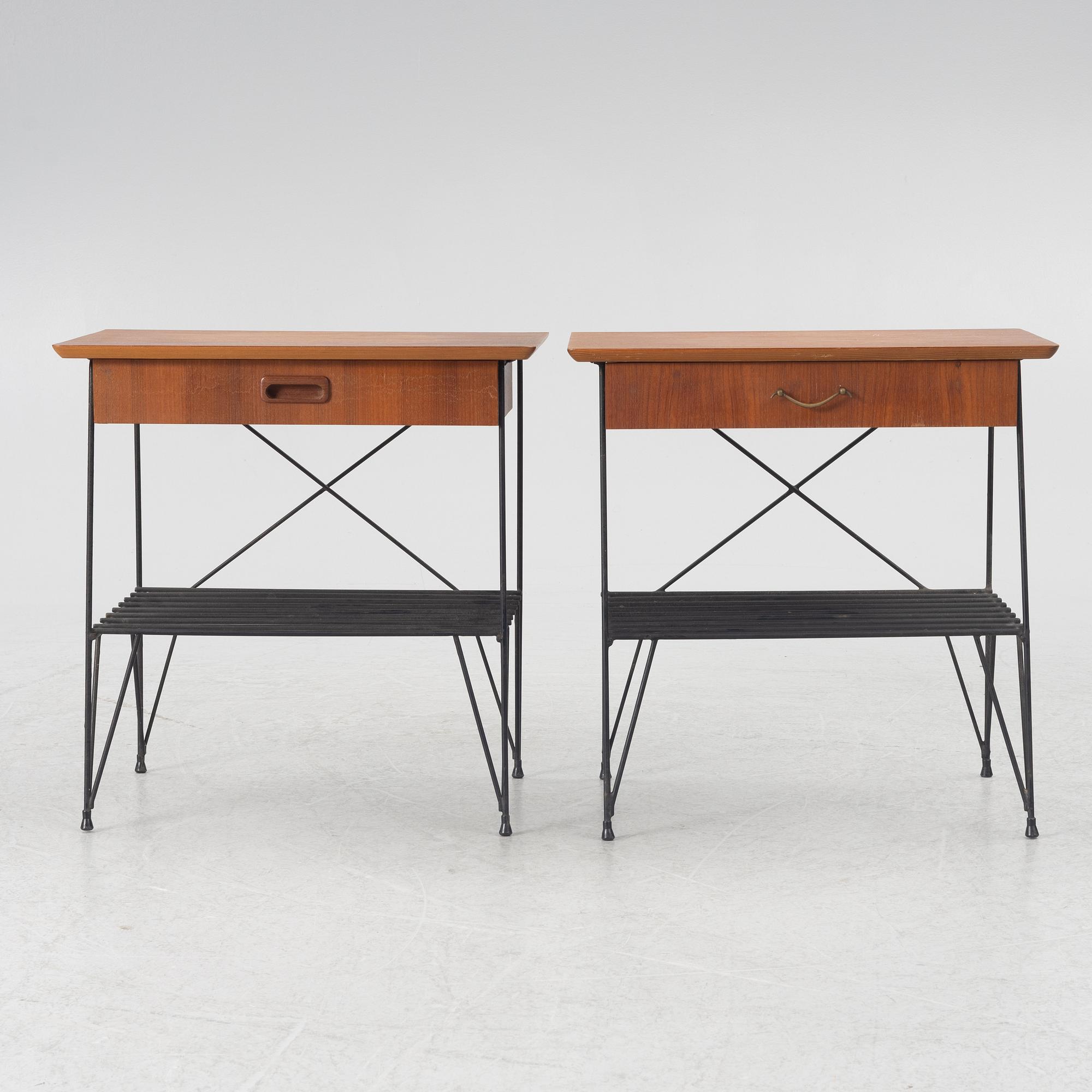 Bedside tables, a pair, second half of the 20th century.